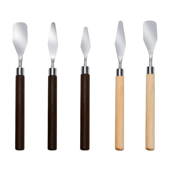OFFIGAM 5-Piece Wood Oil Painting Spatula Set for Hobbyists and Studio Use, 16 x 1.5 x 1.5 cm Each