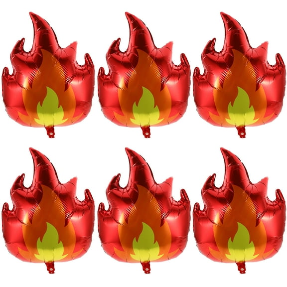 landege 6pcs Flame Balloons Sports Theme Party Balloons Flame Molding Balloons Theme Party Flame Balloons Aluminum Foil Balloons Fire Shaped Balloons