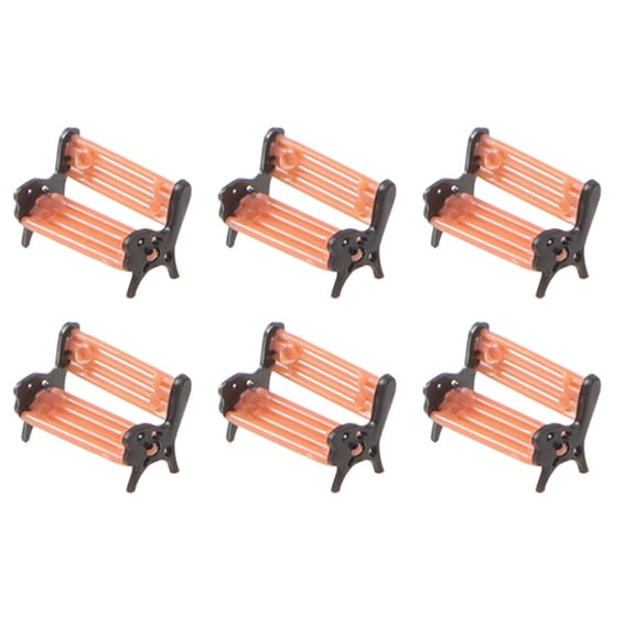 Landege 6-Piece Miniature Dollhouse Benches Set, Small Park Bench Models for Dollhouse Decoration and Collectible Display