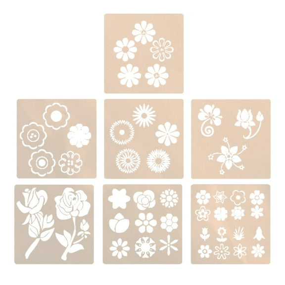 landege 7Pcs Drawing Template Hollow-out Templates Flowers Stencils (Random Style)