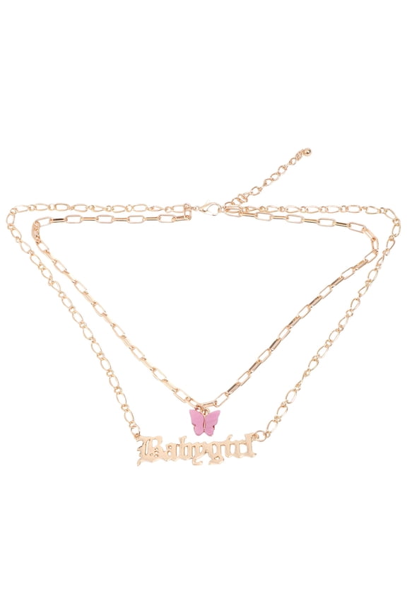 Babygirl Letter Pendant Necklace Clavicle Chain Choker Double Layers Sweater Chain Jewelry Favour for Wife Girlfriend Birthday Gift ( Golden )