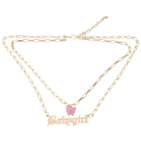 landege Babygirl Letter Pendant Necklace Clavicle Chain Choker Double Layers Sweater Chain Jewelry Favour for Wife Girlfriend Birthday Gift ( Golden )