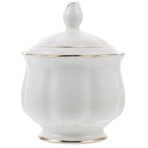 landege Ceramic Sugar Bowl with Lid Candy Serving Plate Household Condiment Jar Sugar Container