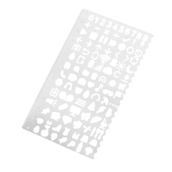 landege Drawing Painting Stencil Stainless Steel Measuring Template Ruler Letter Pattern Education Learning Toys for Kids Crafts Scrapbooking School Projects Silver