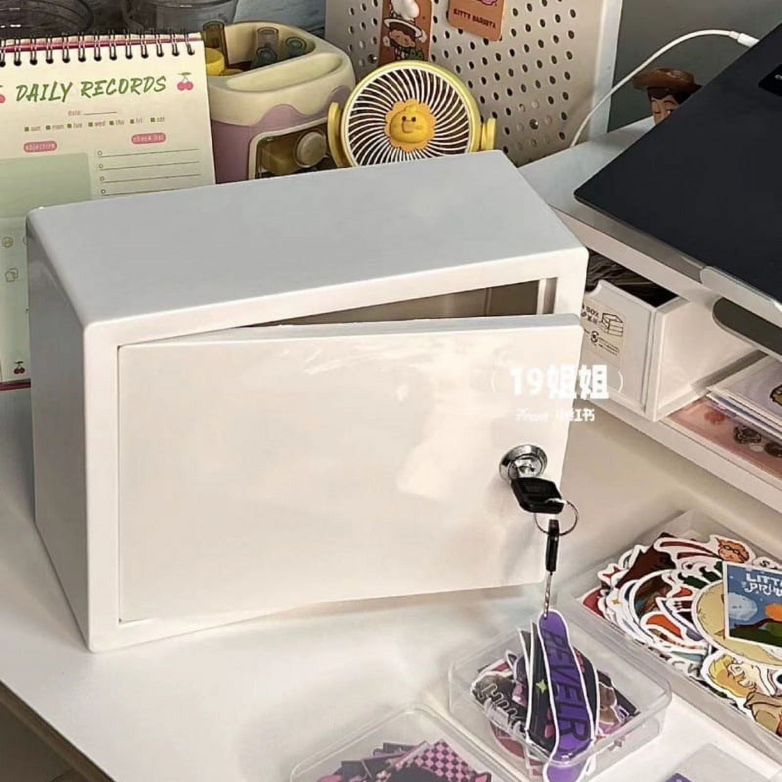 landege Plastic Cabinet Storage Box With Lock And 2 Keys Secret Storage Case Letter Container Treasure Chest Box Keepsake Container For Cash Documents File Jewelry White