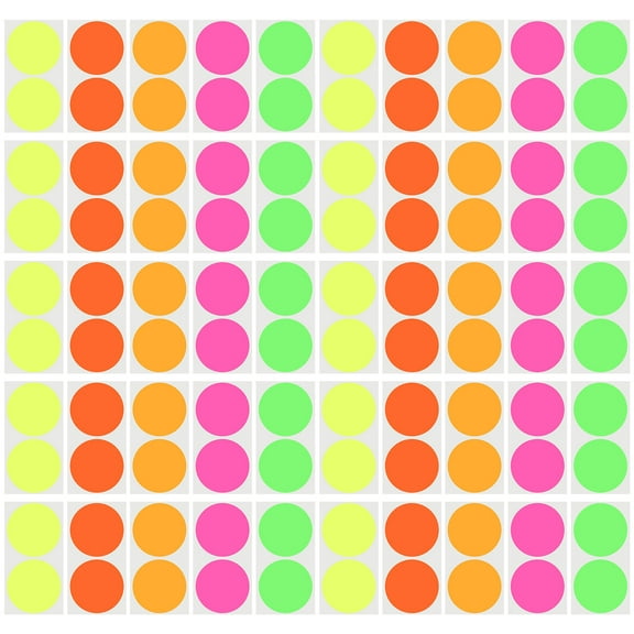 landege Round Color Coding Circle Dot Sticker Labels Fluorescent Dot Stickers Neon Color Coded Stickers Color- Coding Labels Label Circle Stickers for Office Classroom 100pcs