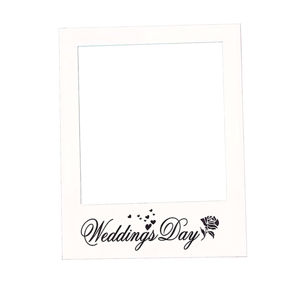 landege Wedding Day Photo Frame DIY Photo Props Creative Photo Booth Wedding Favors Anniversary Wedding Decoration Party Supplies (White)