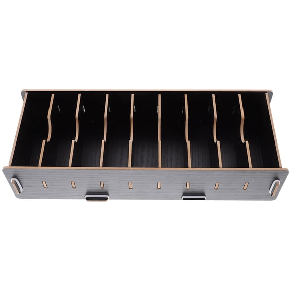 Landege Wooden Name Card Holder Organizer Box with Compartments, Wood Business Card Storage Case