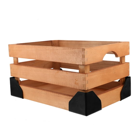 Portable Orange Wooden Storage Basket 7.8 Inches for Home Organization and Supermarket Use