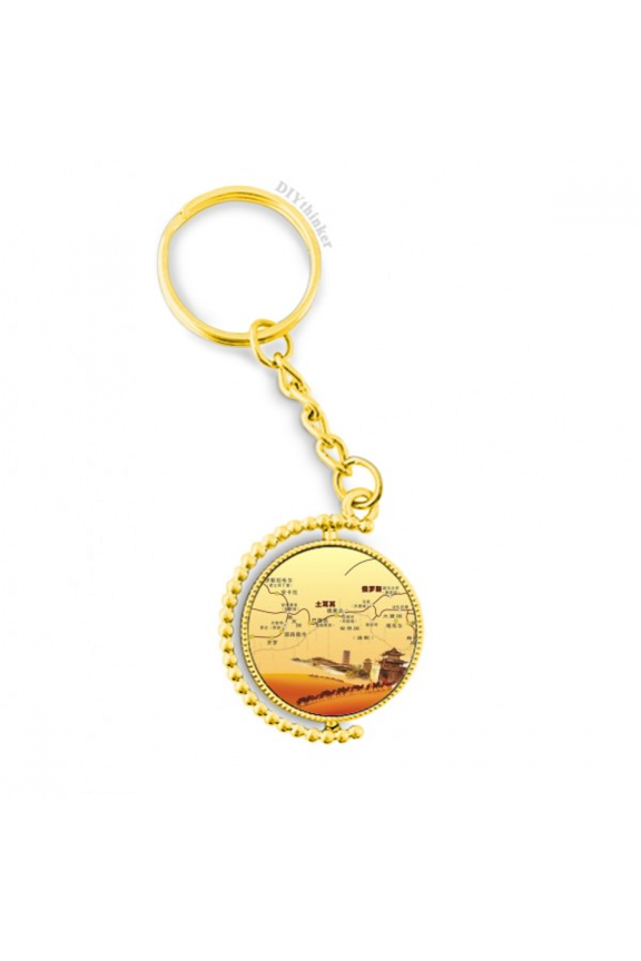 landmark camel desert journey silk road map metal connector key chain accessory en keyholder