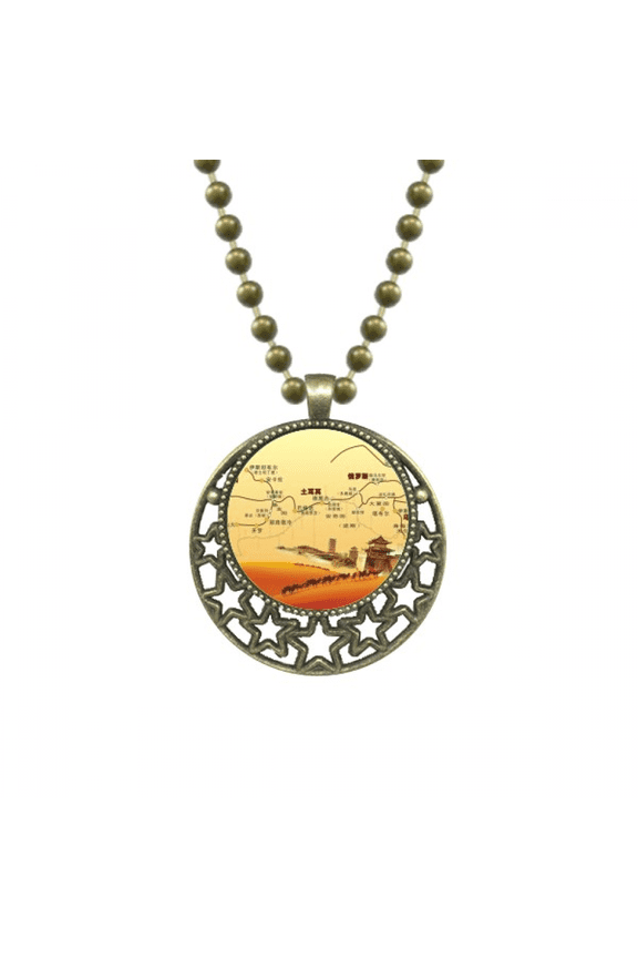 landmark camel desert journey silk road map pendant star necklmoon chain jewelry