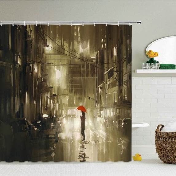 landscape Bath Curtain Waterproof Fabric Shower Curtains Multi-size Bathtub Screen for Bathroom Home Decor With