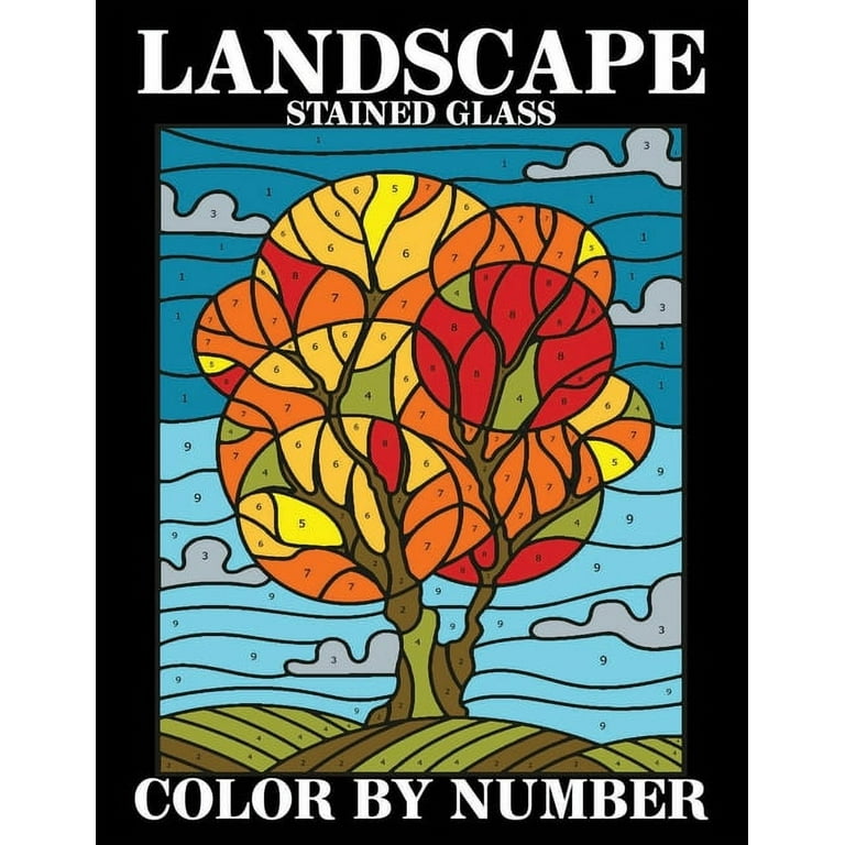 Autumn Color by Numbers for Adults: Stained Glass Color by Number