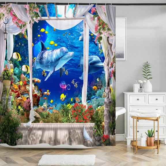 landscape shower curtain bathroom curtain polyester waterproof curtain op window