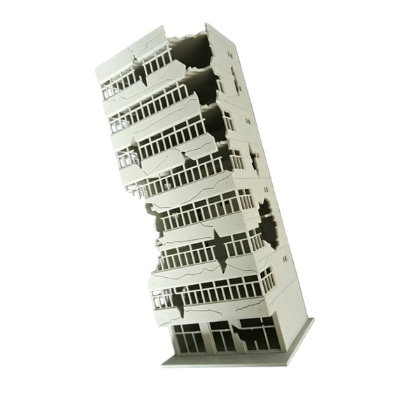 lanema 1/100 Scale Destroyed House Model Plastic Craft Set for Hobby Enthusiasts