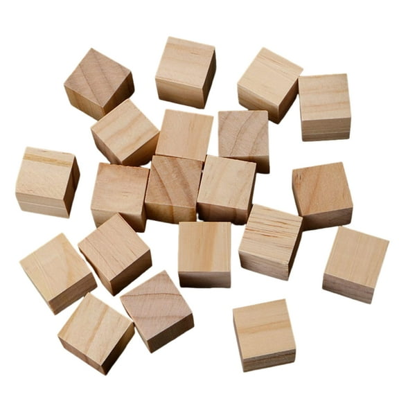 lanema 10/25/25mm Wooden Square Blocks Mini Cubes Embellishment for Woodwork Craft DIY