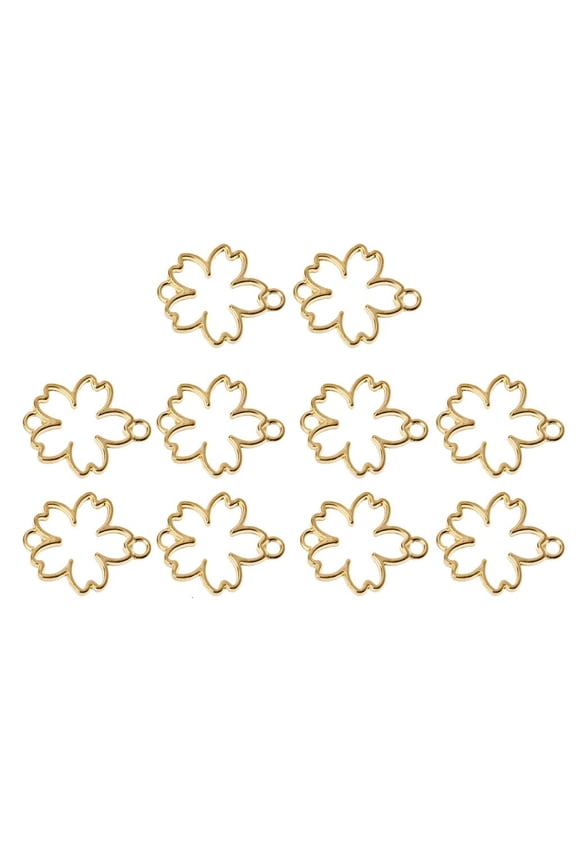 10 Pieces/Set Open Bezel Setting Resin Pendant Flower Metal Frame with Loop for Craft Jewelry Making