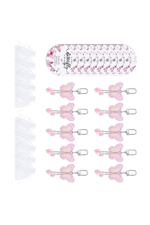 10PCS/Lot Unique Butterfly Design Keychains With Delicate Tassels User Friendly Acrylic And Paper Celebration Supplies