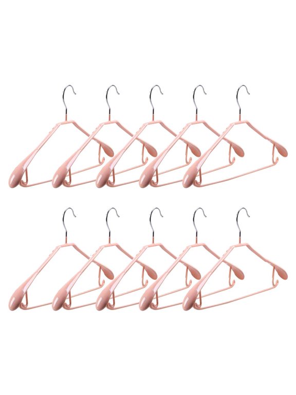 10Pcs Household Metal Clothes Hanger with Plastic Coating Suit T-Shirt Drying Rack Support Hook Non-Slip for Jacket Holder Laundry Organizer