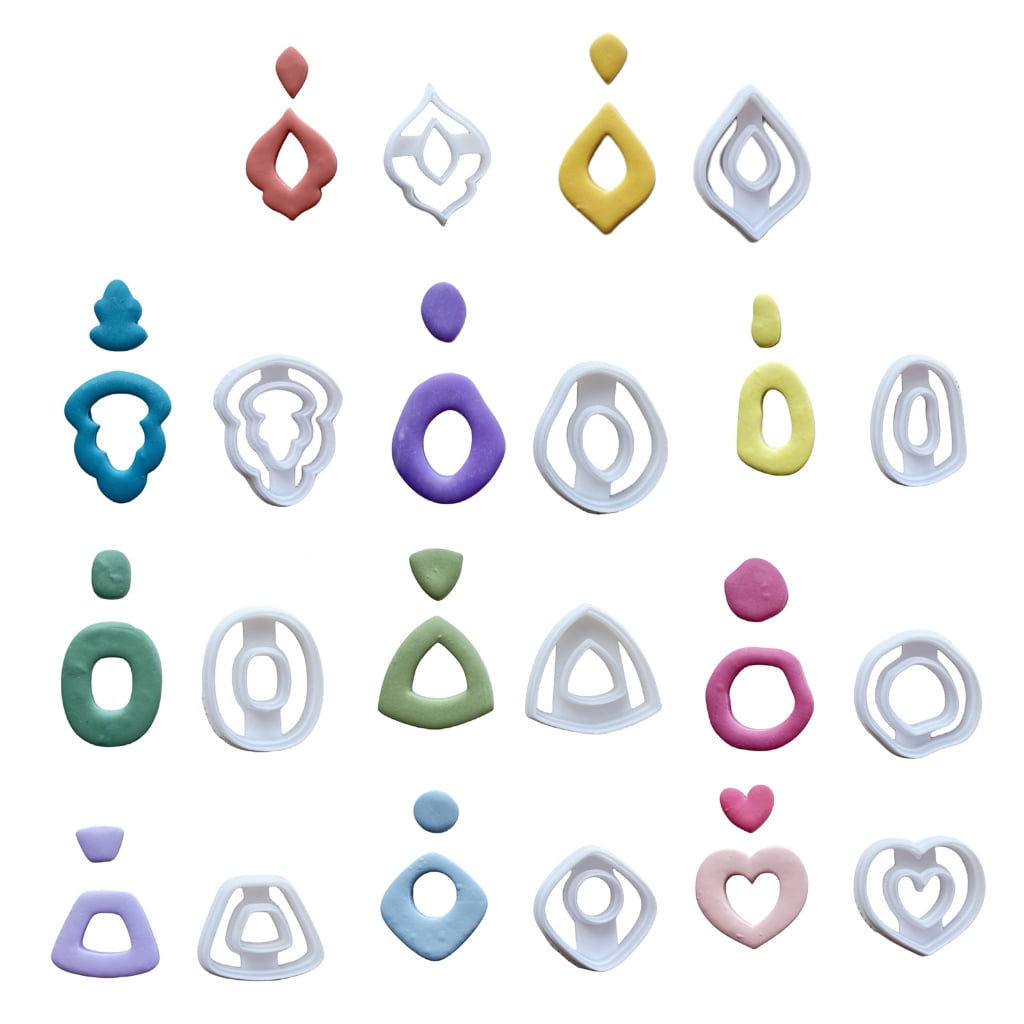 lanema 11pcs Soft Clay Molds for Earrings Irregular Geometric Patterns Mould for Ear Pendant Stylish Jewelry Making Supplies
