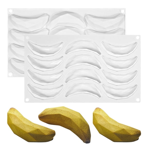 lanema 12-Cavity Mini Banana Silicone Mold Baking Tool for Making Chocolate, Candy