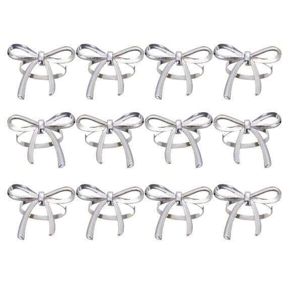 lanema 12Pcs Premium Metal Napkin Rings With Intricate Bows Detail Decorative Napkin Holders For Holiday Table Occasion