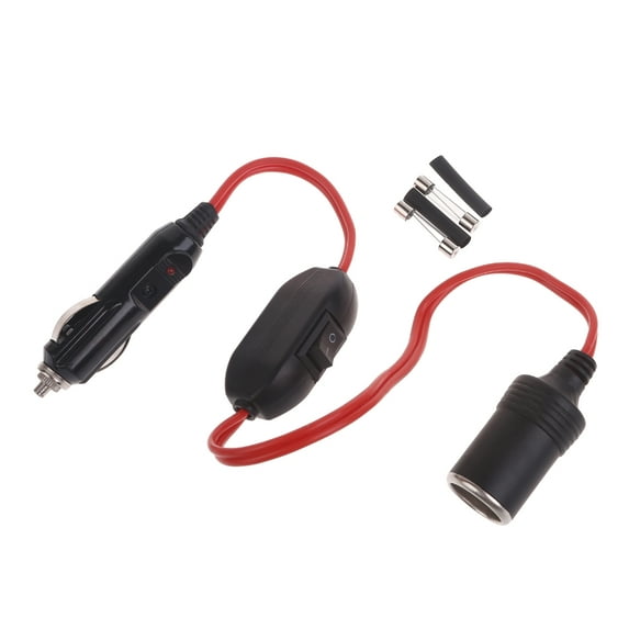 lanema 12V 24V Car Cigarette Lighter Socket Extension Cord with Switches Male Plug To Female Socket Extension Cable 360W