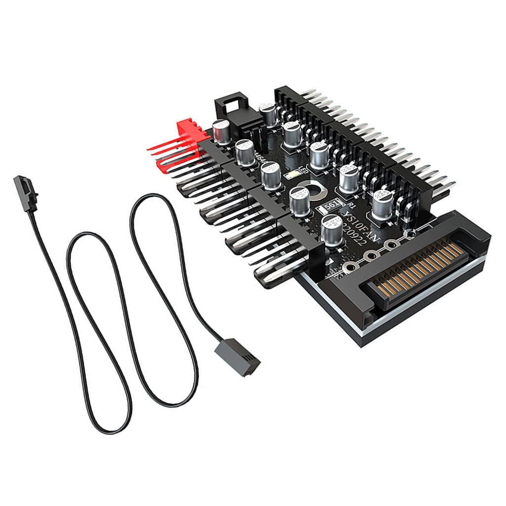 lanema 12V 4Pin Fan Hub Speed Controller 10 Way Computer PC Case ...