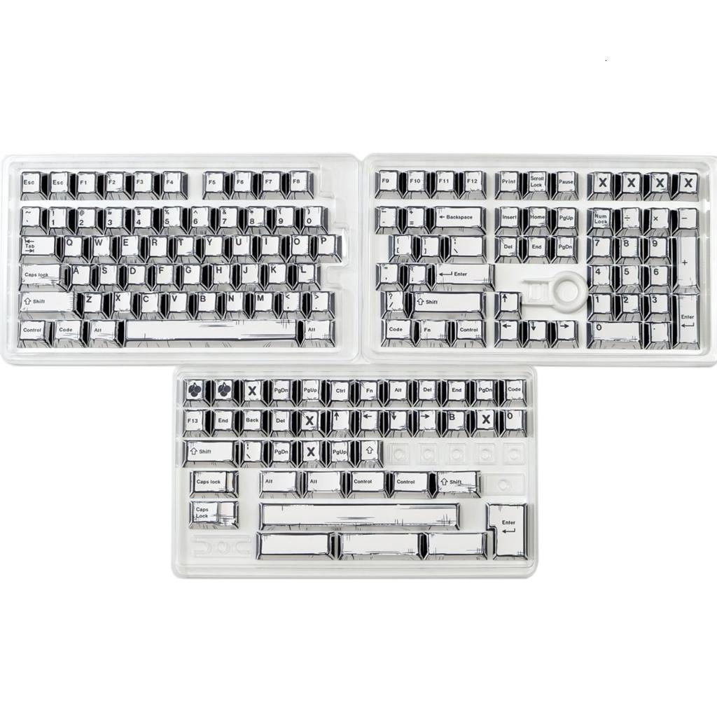 lanema 149PCS Original Height Keycaps With Black And White Art Pattern For Mechanical Keyboard Adding Personality