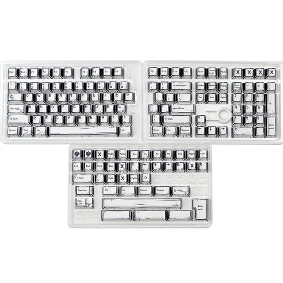 lanema 149PCS Original Height Keycaps With Black And White Art Pattern For Mechanical Keyboard Adding Personality