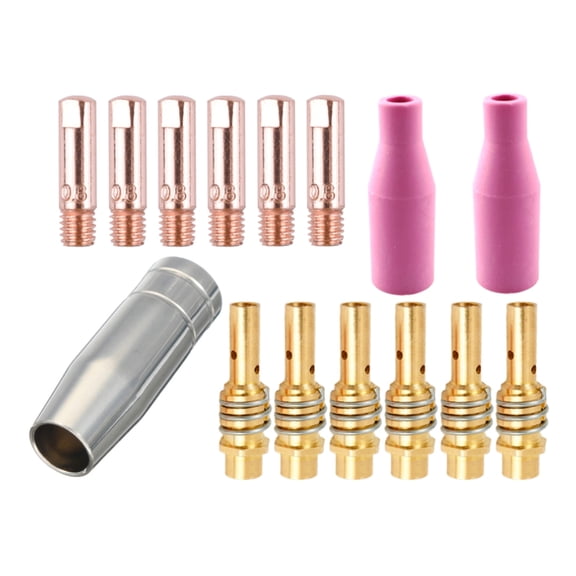 lanema 15Pcs Welding Torch Accessory Welding Set Nozzle Contact Tip Mig Parts Fit for AK15 MB15 MIG Welding Torch Welder