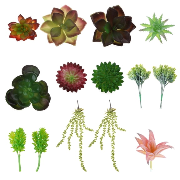 lanema 16Pcs Assorted Artificial Succulent Plants Realistic Greenery Faux Cactus Flowers for Indoor Garden DIY Potted Decor