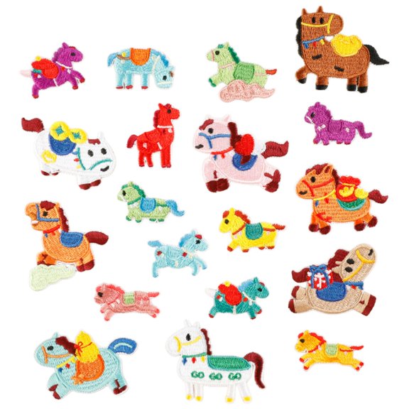 lanema 19Pcs Adhesive Fabric Patches With Horse Designs For Cellphone Shell