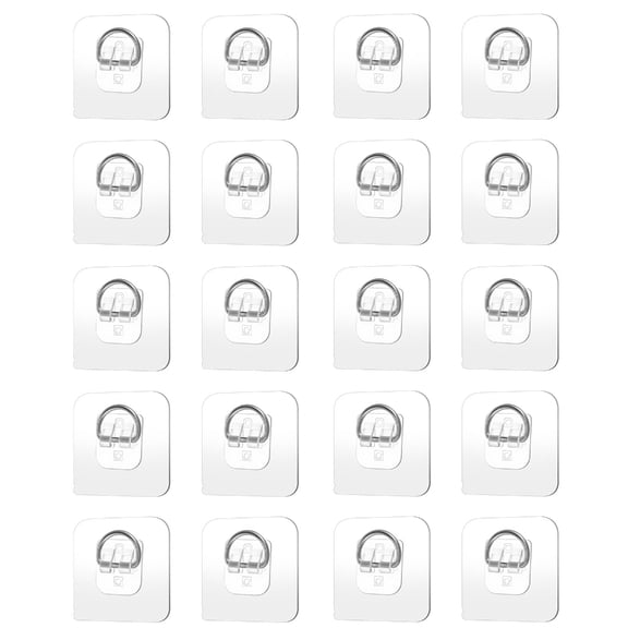 lanema 20Pcs D Hook Set Plastic And Stainless Steel Wall Plate Hangers with Adhesive