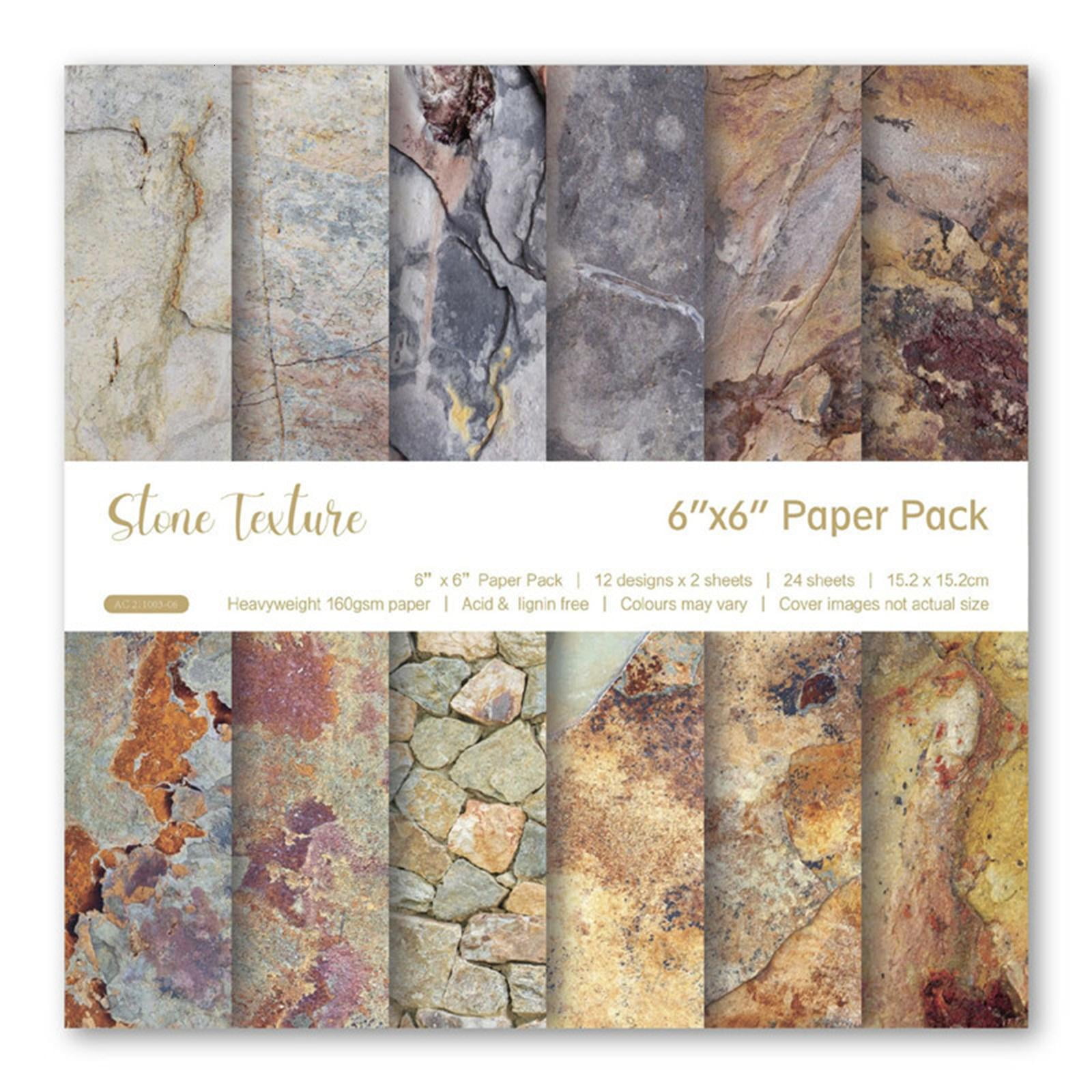 lanema 24x Retro Stone Texture Scrapbooking Paper Pad 6" Background Paper Pattern Paper