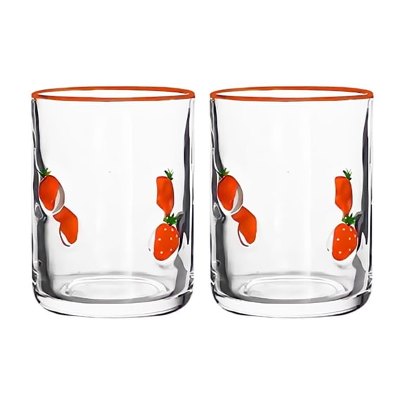 lanema 2Pcs 14oz Lemon Decors Drinking Glasses Vintage Styles Glass Cups For Tabletop Use