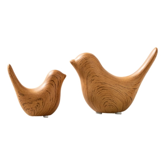 lanema 2Pcs Classical Wood Look Bird Figurines Handmade Ceramic Decors For Coffee Table