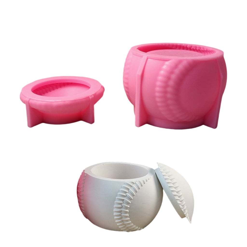 lanema 2Pieces Silicone Mold Set Baseball Candle Holder Molds Flexible Epoxy Resin Mold