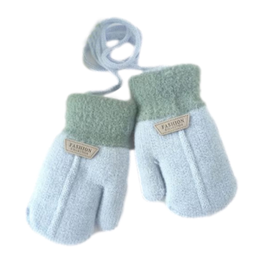 lanema 3-6 Years Winter Kids Mittens Solid Color Thicken Soft Outdoor ...