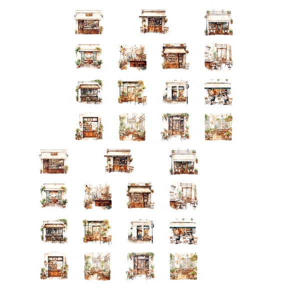 lanema 30 Sheets Coffee Girl Character Sticker Laptop Sticker Adhesive Decal Coffee House Series Sticker Decal