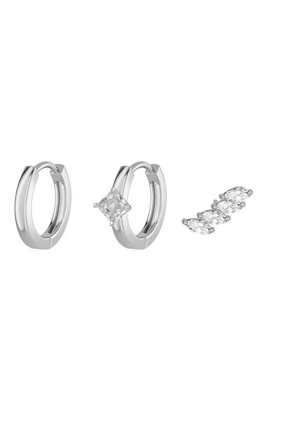 3pcs Trendy Zirconia Earring Stacks for Sensitive Ears Zircon Cartilage Tragus Accessories Handmade Ear Studs Accessory