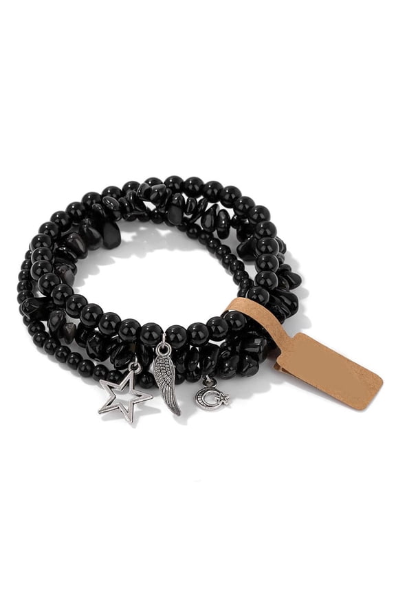 3pcs Unique Star Moon Charm Bracelets Set ForWomen Trendy Accessories Crystal Alloy Designs Wrist Chain Charm