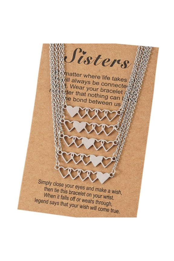 4 Pcs/5 Pcs Best Friend Necklace Sister Necklace Suitable for Matching Heart Pendants Long Distance Friendship Jewelry