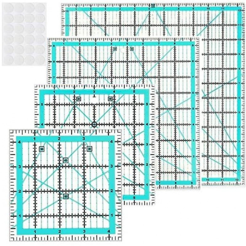 lanema 4Pcs Multipurpose Acrylic Sewing Ruler Set Quilting Templates Patchwork Measuring Tool For Fabric Cutting Sewing Craft