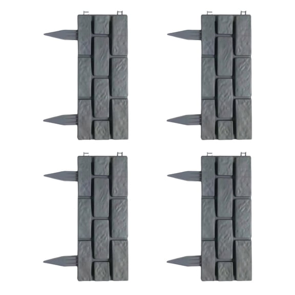 lanema 4Pcs Plastic Garden Retaining Fence Stone Look Border Panels Garden Edging