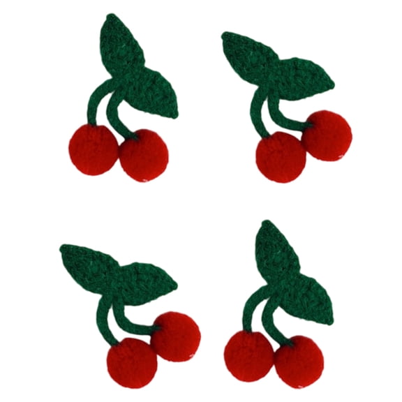 lanema 4Pcs Quick Assembly Fabric Cherry Keychain Brooch DIY Craft Kit Lightweight Skin Friendly Decoration Accessories