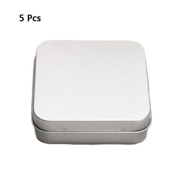 lanema 5 Pcs Metal Tins Container Square Storage Tin Box Small