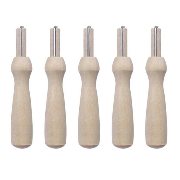 lanema 5pcs Useful Poking Felting Needle with Wooden Handle Needlework Felt Needle Tool