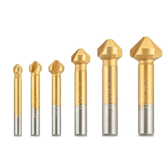 lanema 6/7Pcs Countersink Drill Bit, 3 Edge 90 Degrees Chamfer End Mill Cutter Chamfering