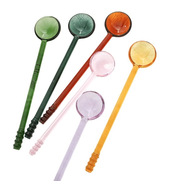 lanema 6 Pieces Sustainable Glass Spoons Dessert Serving Utensils Stirring Teaspoon